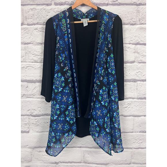 Catherines Womens 0X Artsy Boho Career Eclectic Sheer Paisley Duster Cardigan - Picture 3 of 11